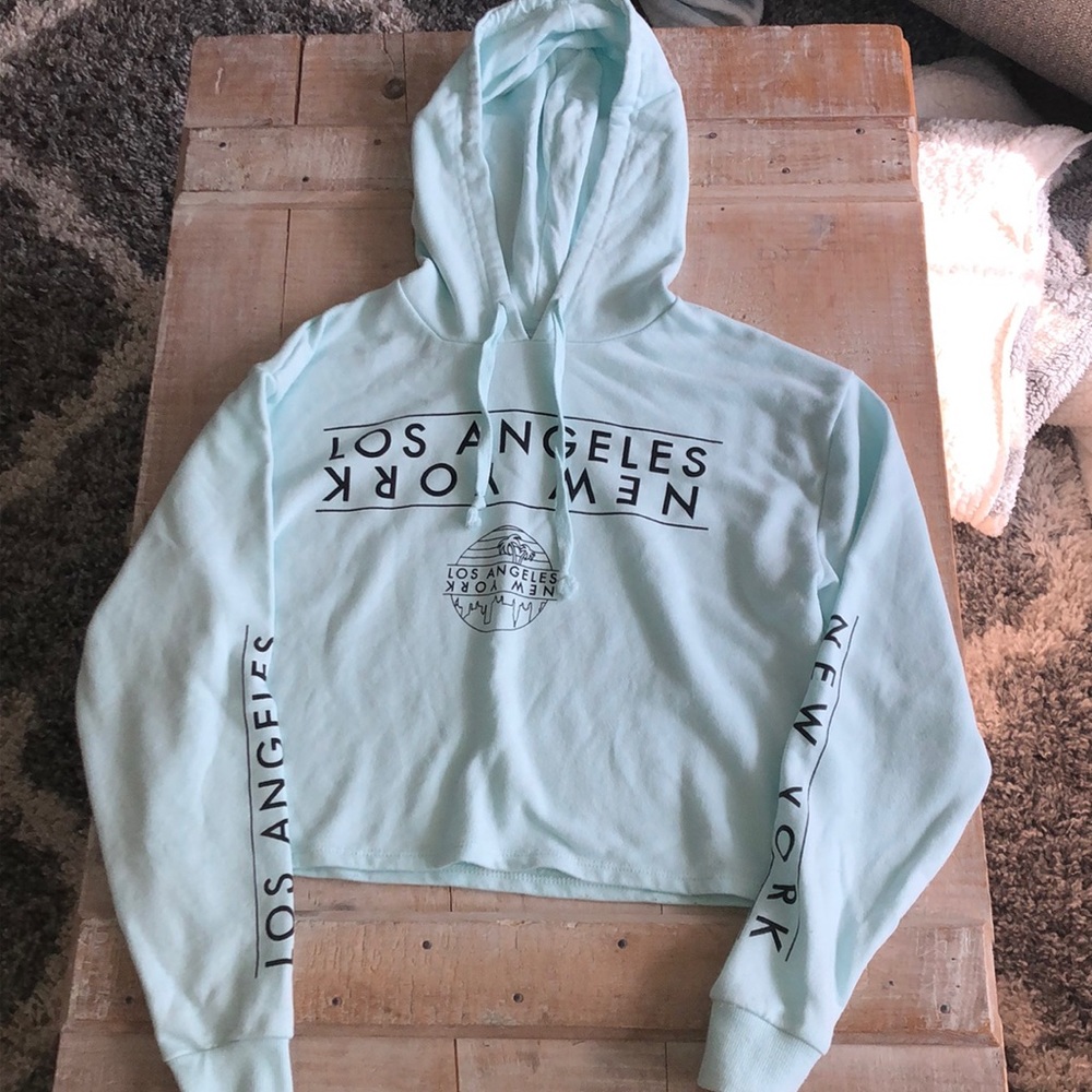 cropped new york los angeles juniors hoodie